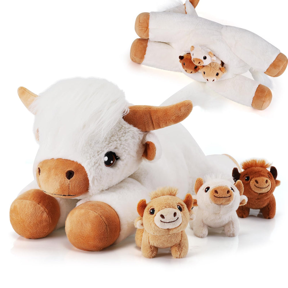 gnomantic Highland Cow mommy plush, 17-inch cuddle buddy for imaginative play