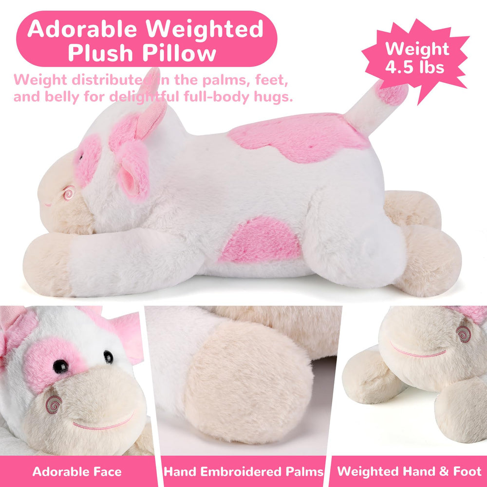Gnomantic soft fur close-up of weighted cow plush for daily use