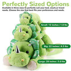 Gnomantic Triceratops weighted plush pillow offering secure night time comfort.
