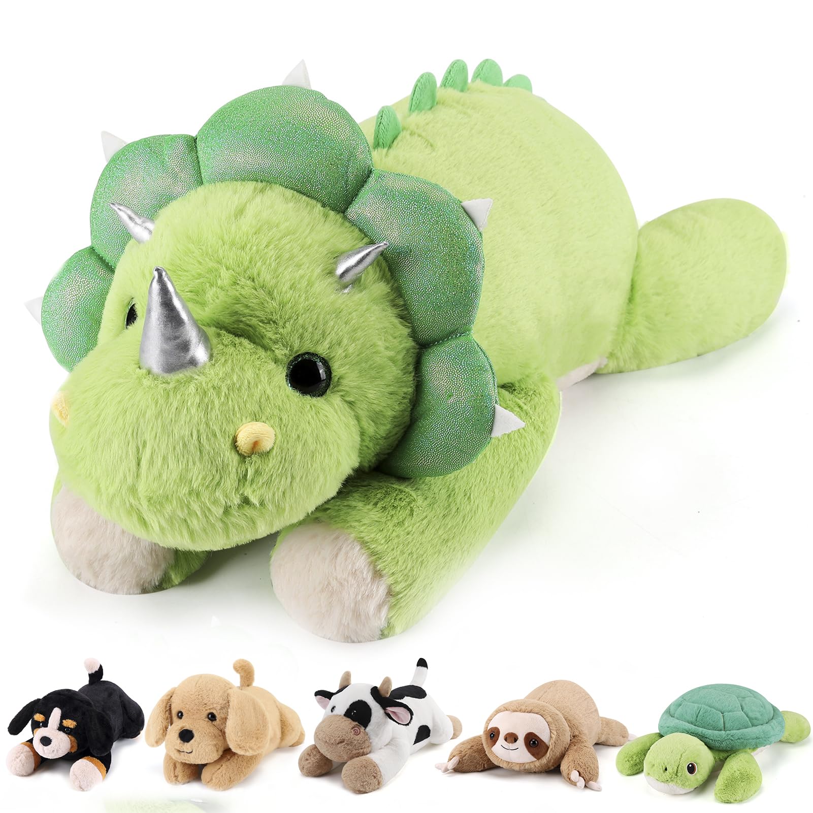 Gnomantic Triceratops weighted stuffed animal for cozy bedtime snuggles.