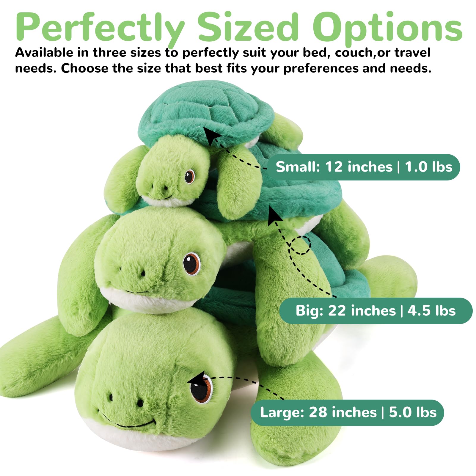 gnomantic turtle weighted plush soft fur close-up for hugging
