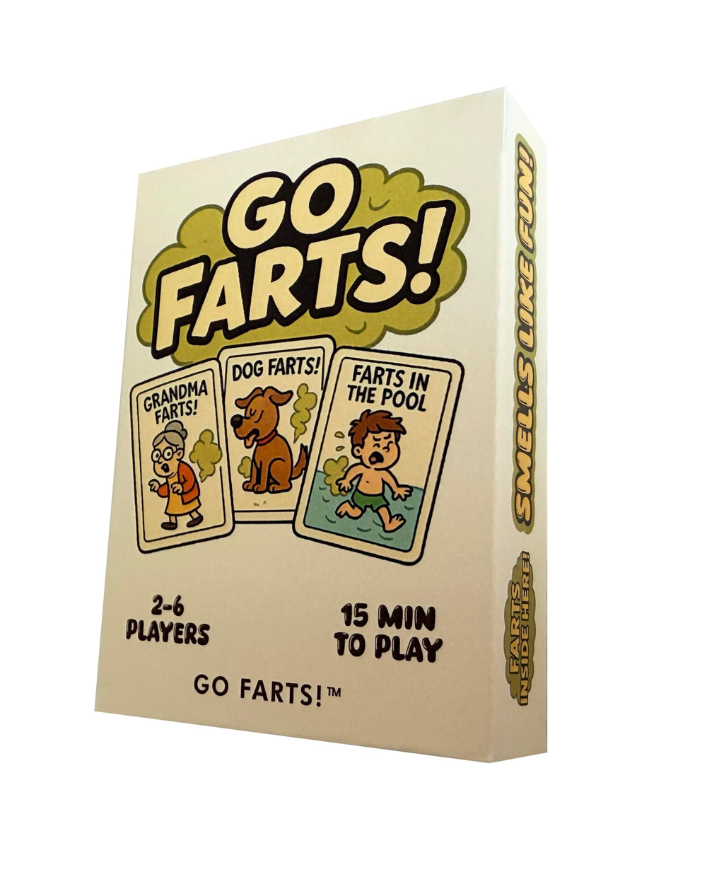 Go Farts! game cover with goofy fart cartoons for family fun