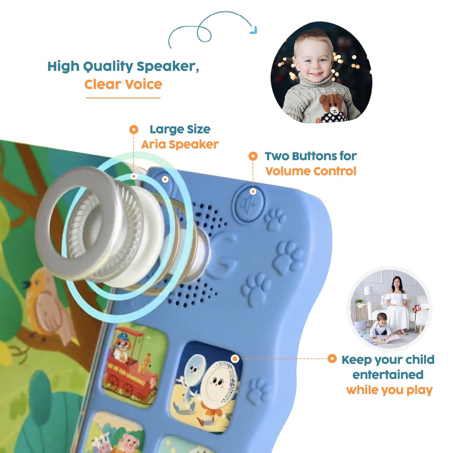 GO GO 9 Creative Animal Nursery Rhymes buttons close-up showcases touch-friendly sound controls