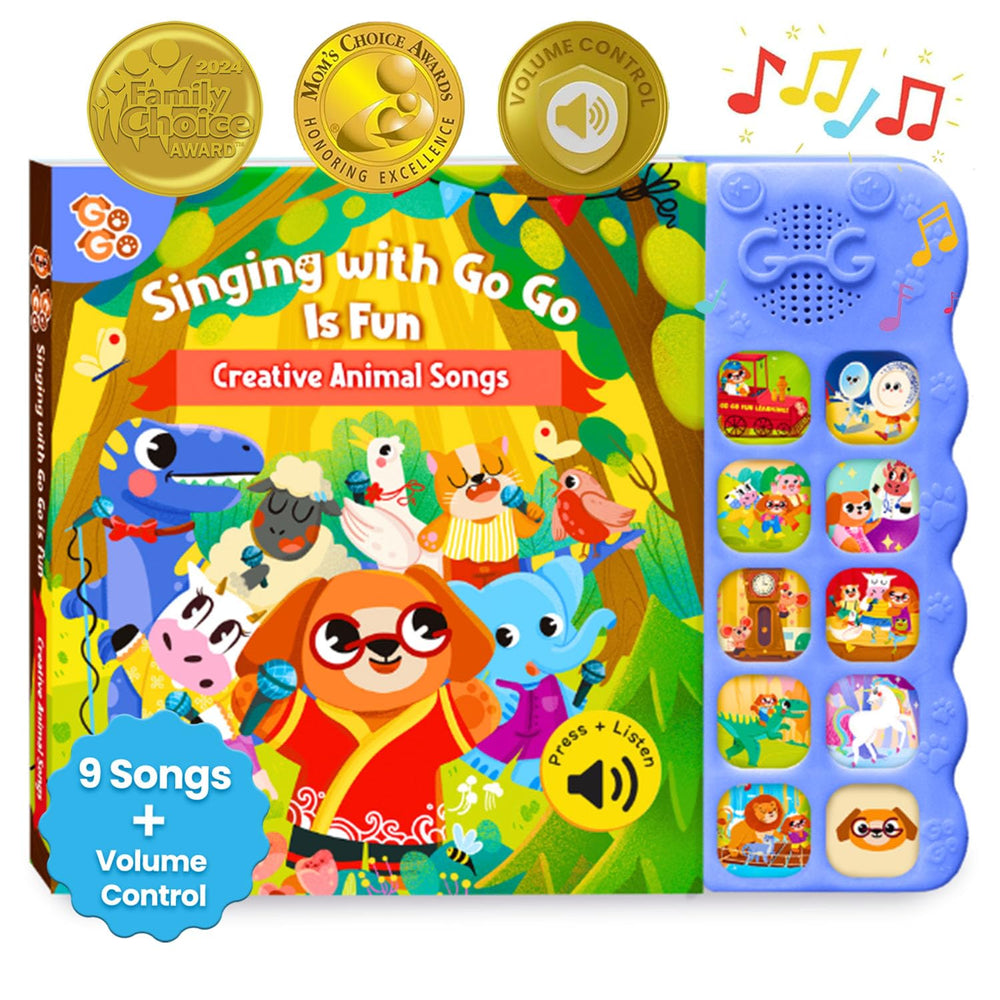 GO GO 9 Creative Animal Nursery Rhymes cover with bright animals to engage curious babies
