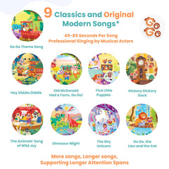 GO GO 9 Creative Animal Nursery Rhymes Go Go Theme Song page invites sing-along play