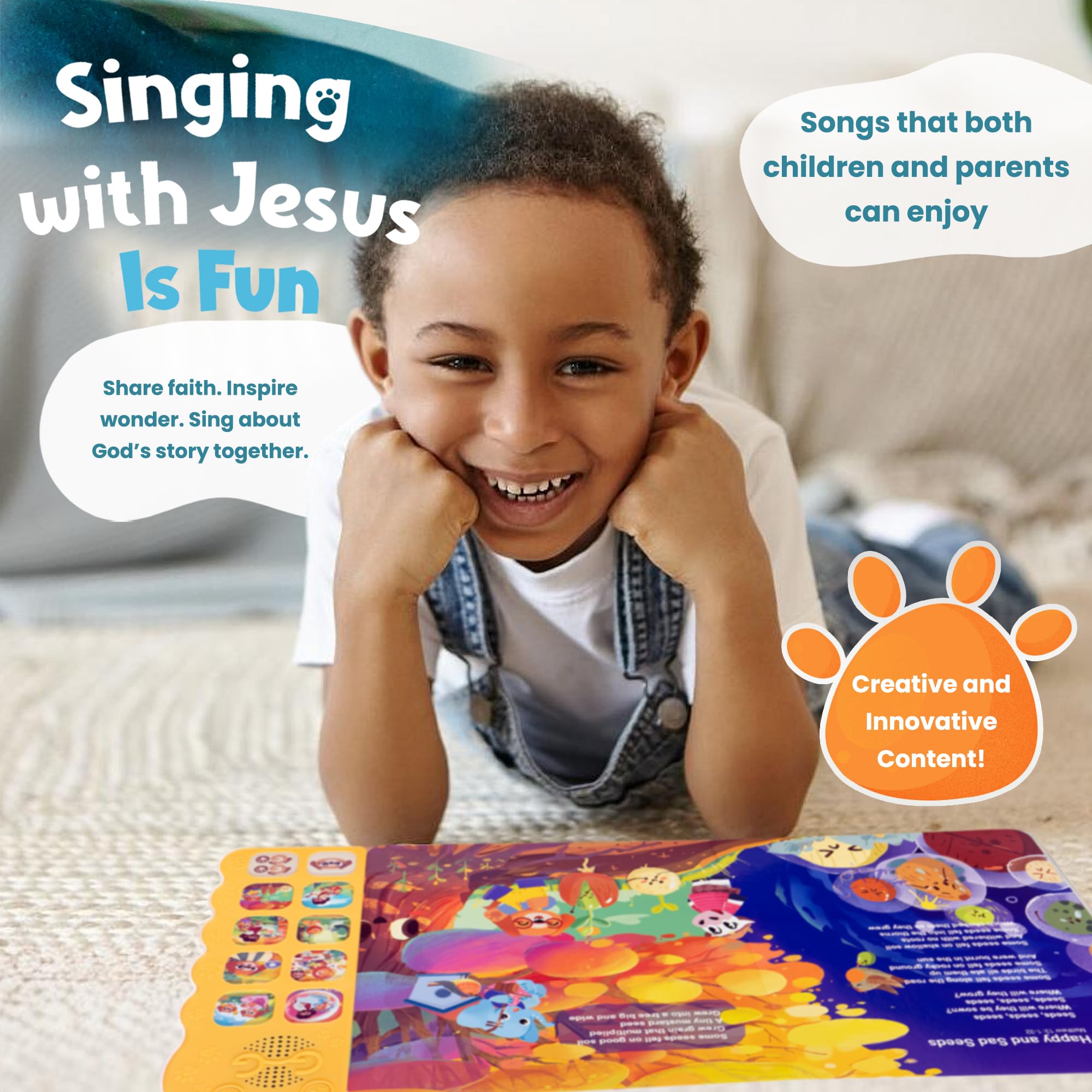 GO GO Bible Songs of Wisdom inside pages showing 16 pages and eight songs for family sing-alongs