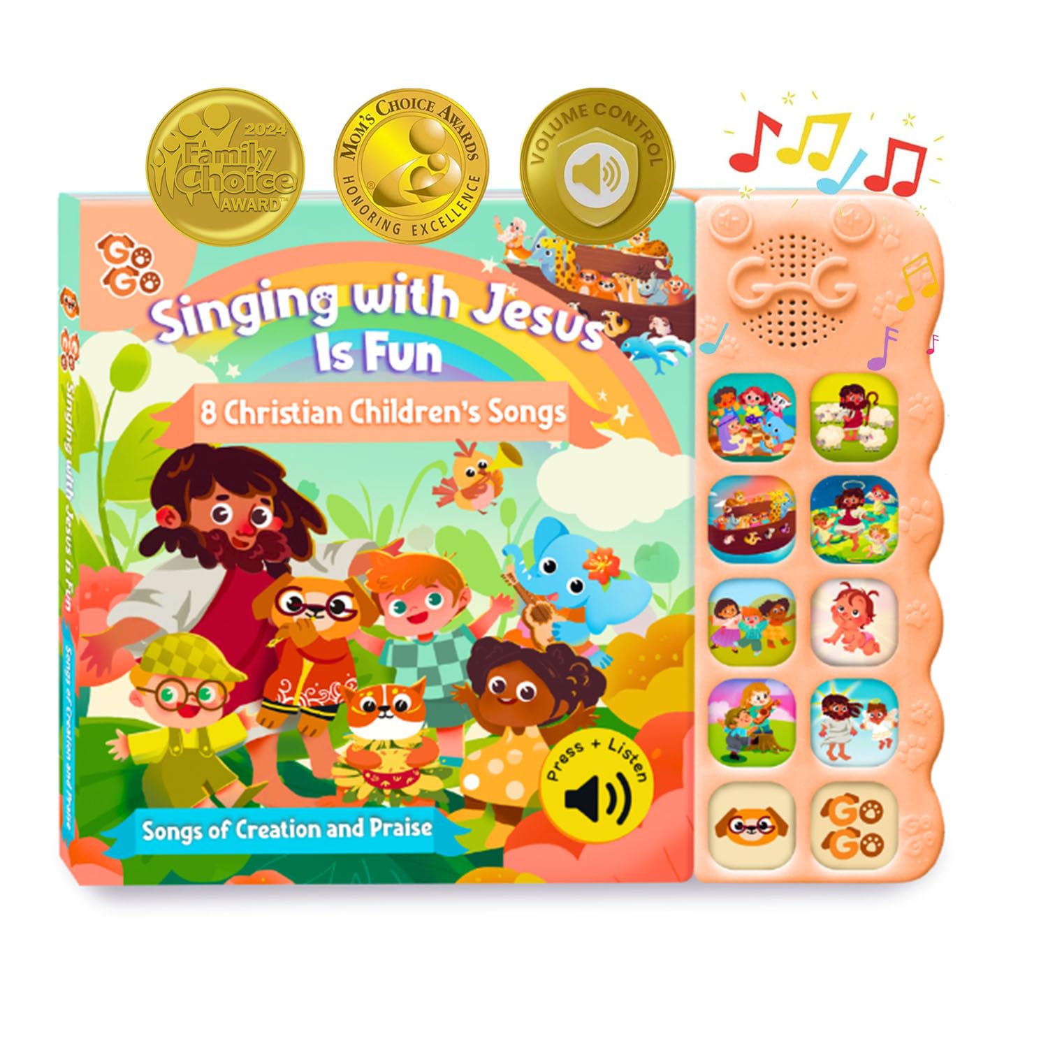 GO GO Songs of Creation and Praise cover image; durable, screen-free toddler Bible toy.