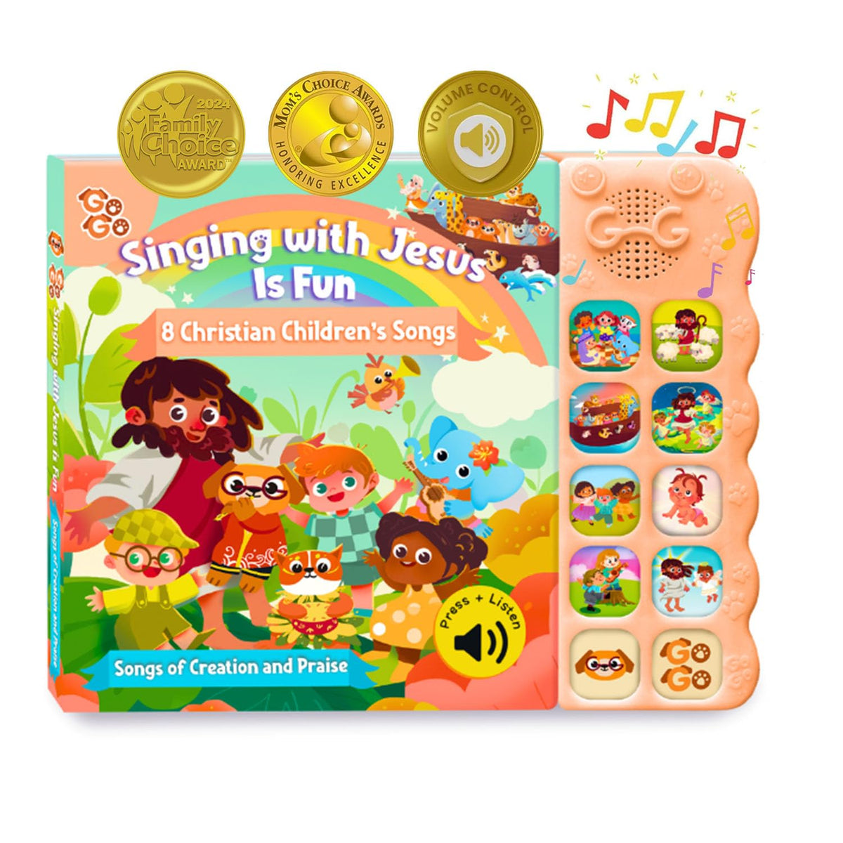 GO GO Songs of Creation and Praise cover image; durable, screen-free toddler Bible toy.