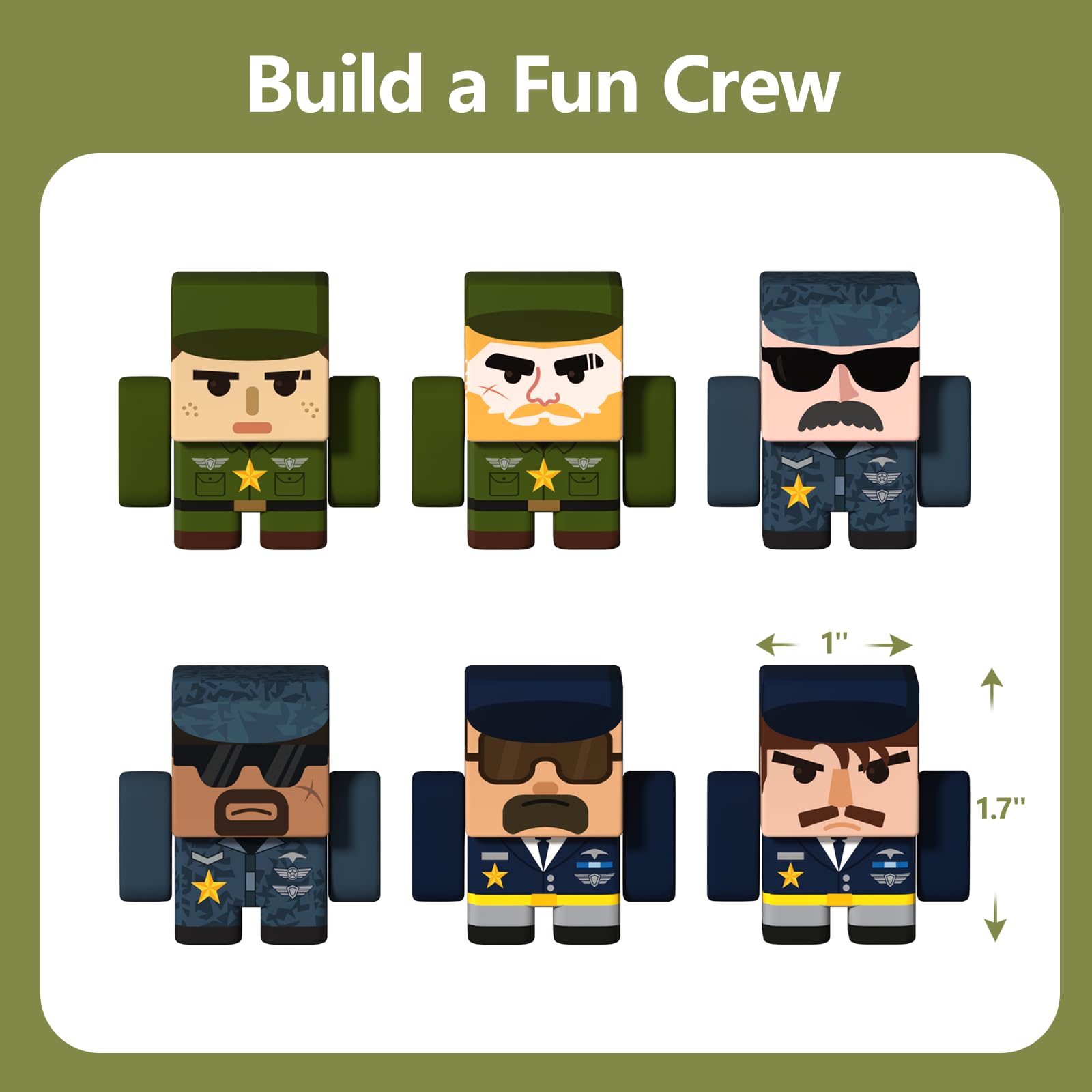 GobiDex army men work with magnetic blocks and tiles for expanded play