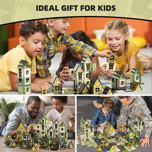 GobiDex army tiles closeup ABS material ensures safe construction for kids.