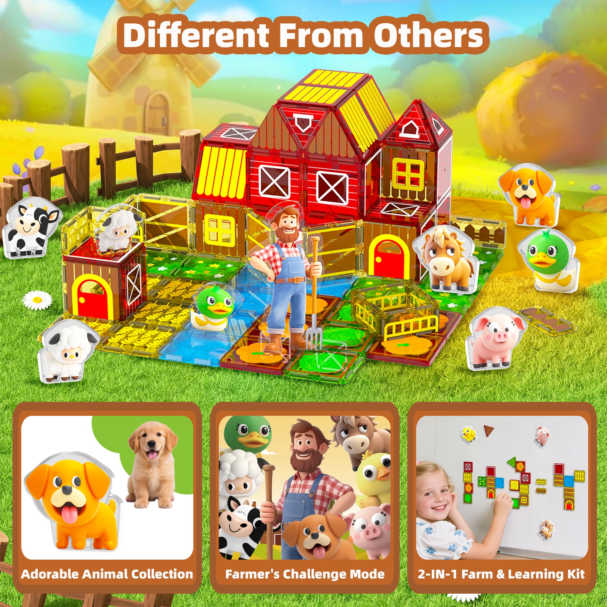 GobiDex farm tiles barn scene inspires collaborative building and storytelling on the go.