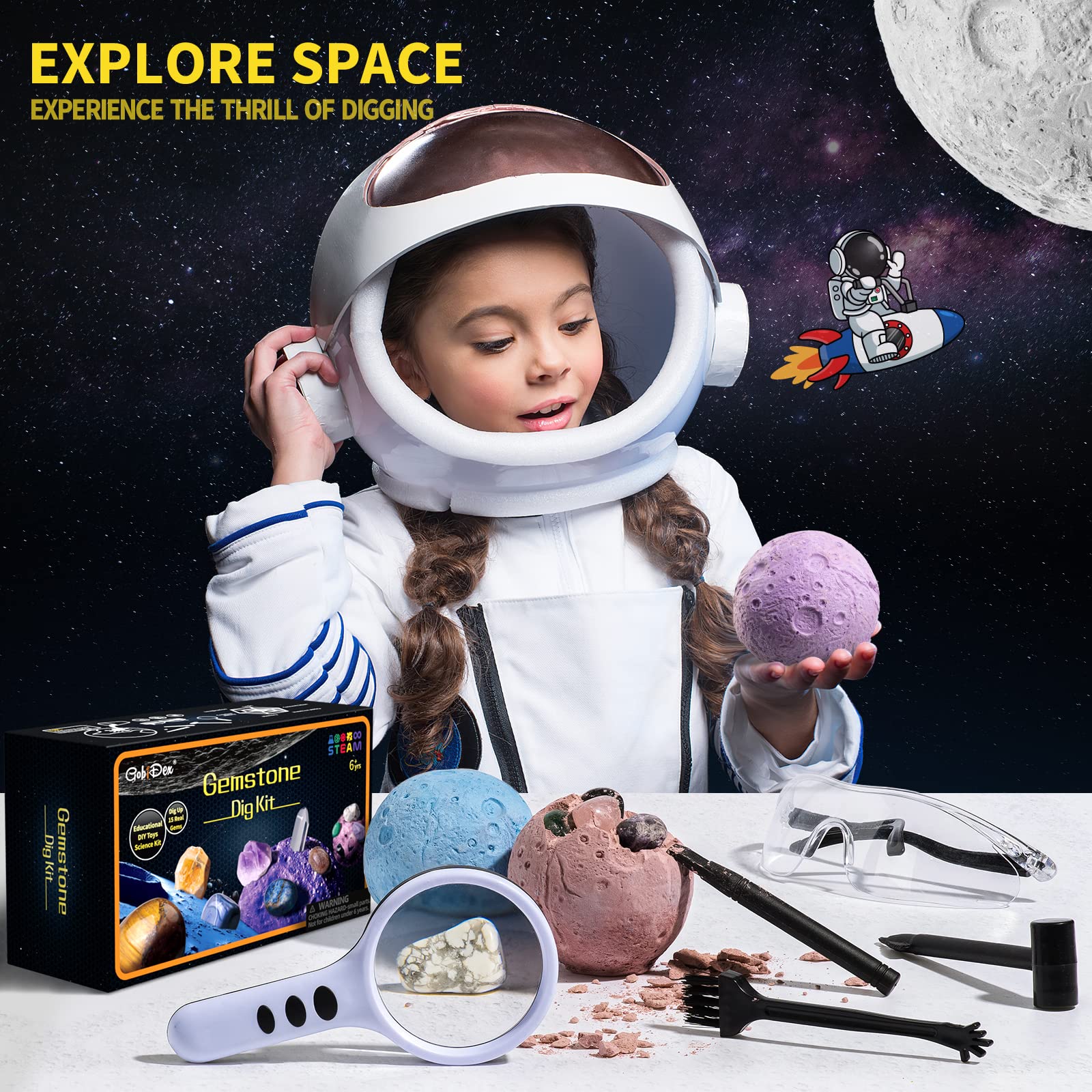 GobiDex Gemstones Dig Kit reveals 15 gemstones for curious minds and STEM learning.