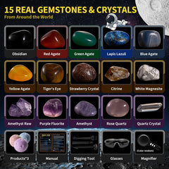 GobiDex Gemstones Dig Kit magnifying glass enables close inspection of gems.