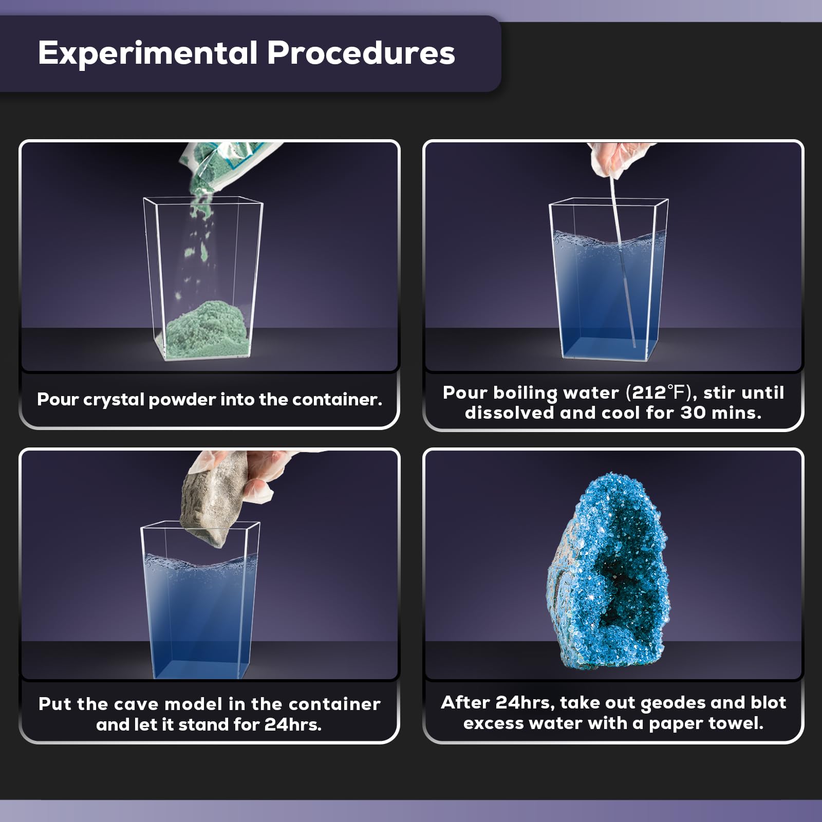 GobiDex Geodes dissolution tool and display stand for creative science art.
