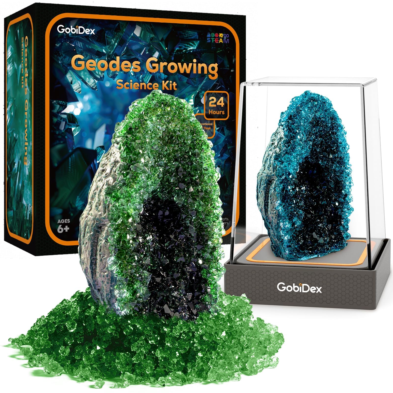 GobiDex Geodes Kit demonstrates two-color texture for realistic geode creation and hands-on learning.