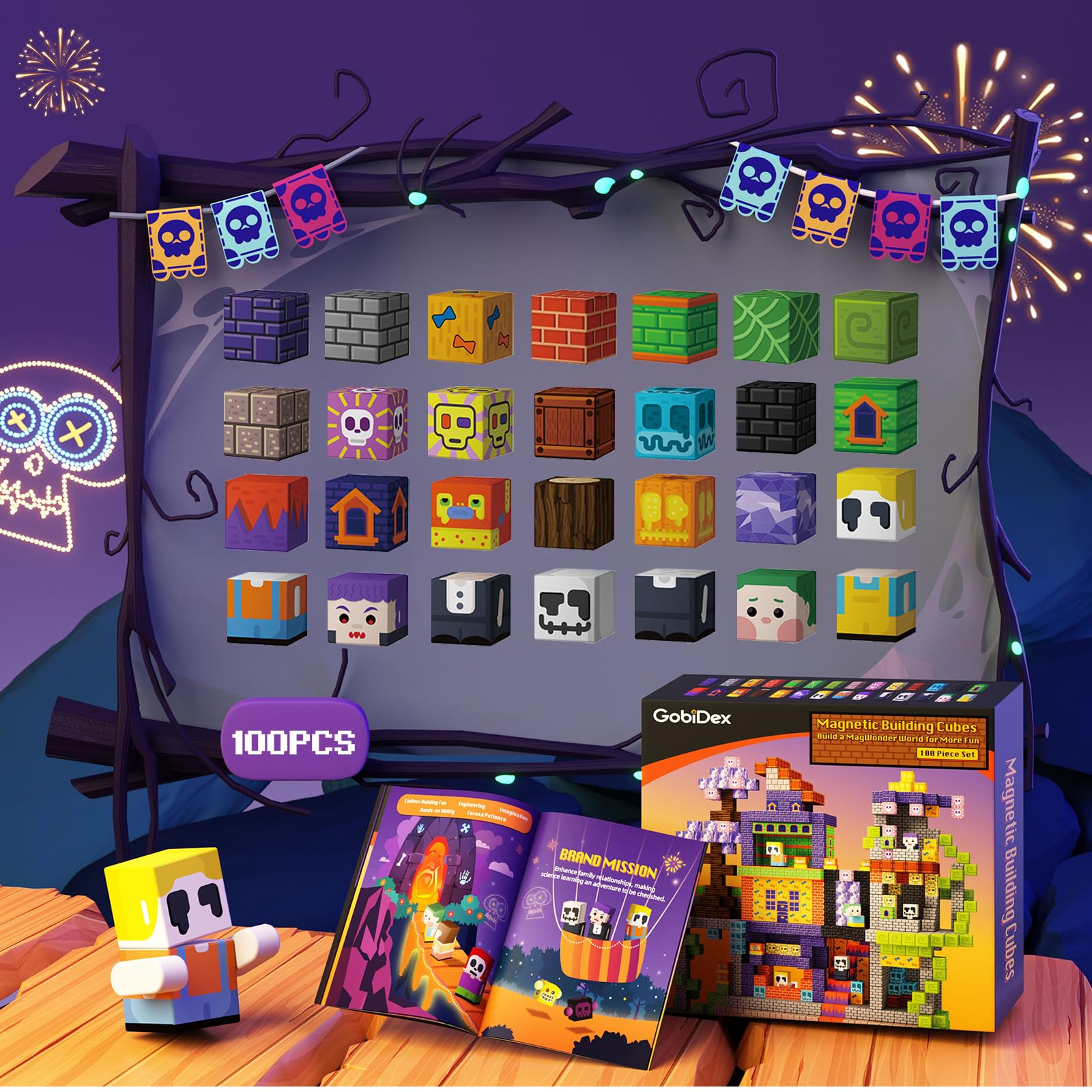 GobiDex zombblock apocalypse scene with modular buildings encouraging imaginative play.