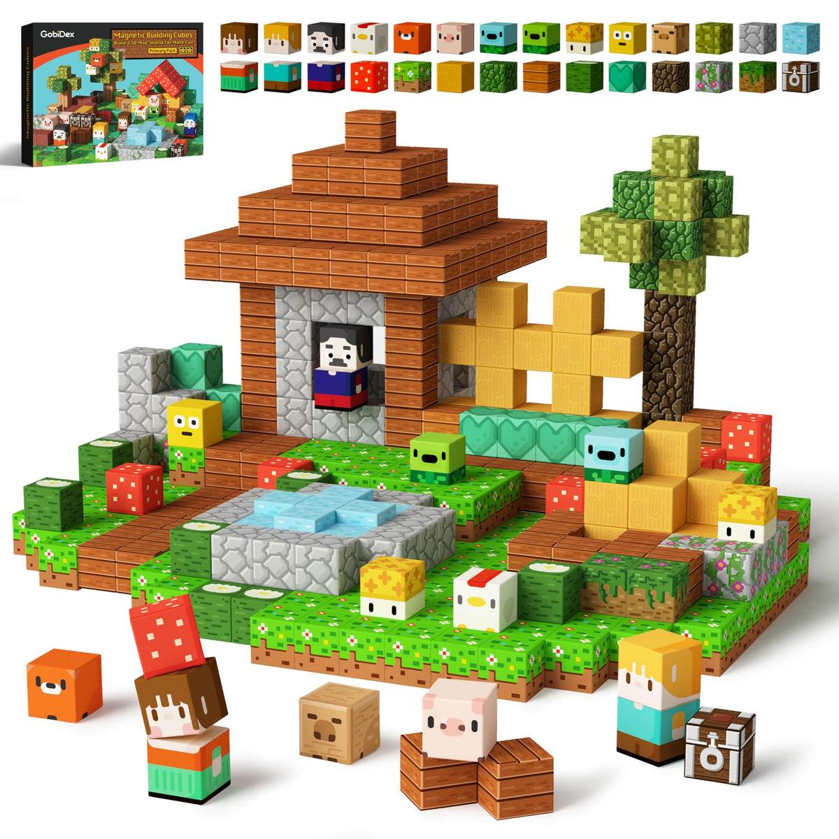 GobiDex magnetic blocks with 28 farm-pattern designs spark imaginative play and pattern recognition.
