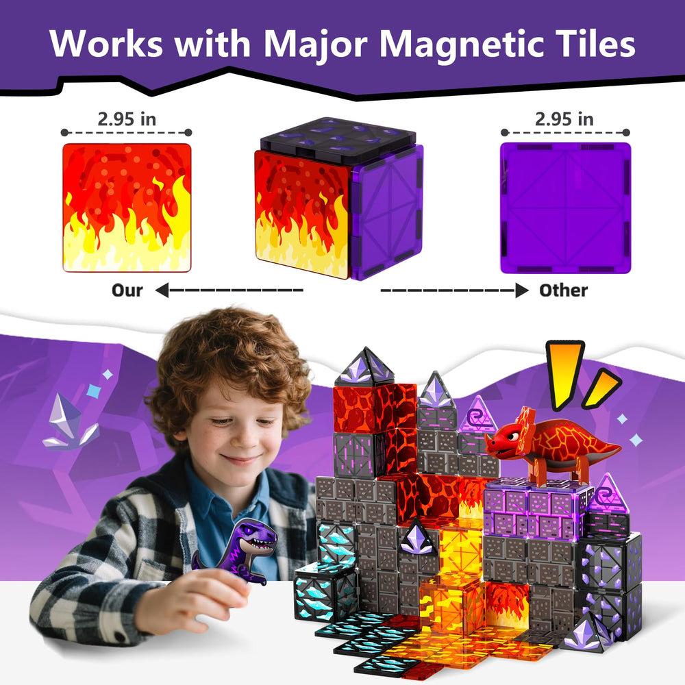 GobiDex magnetic tiles with lava patterns for textured landscapes.