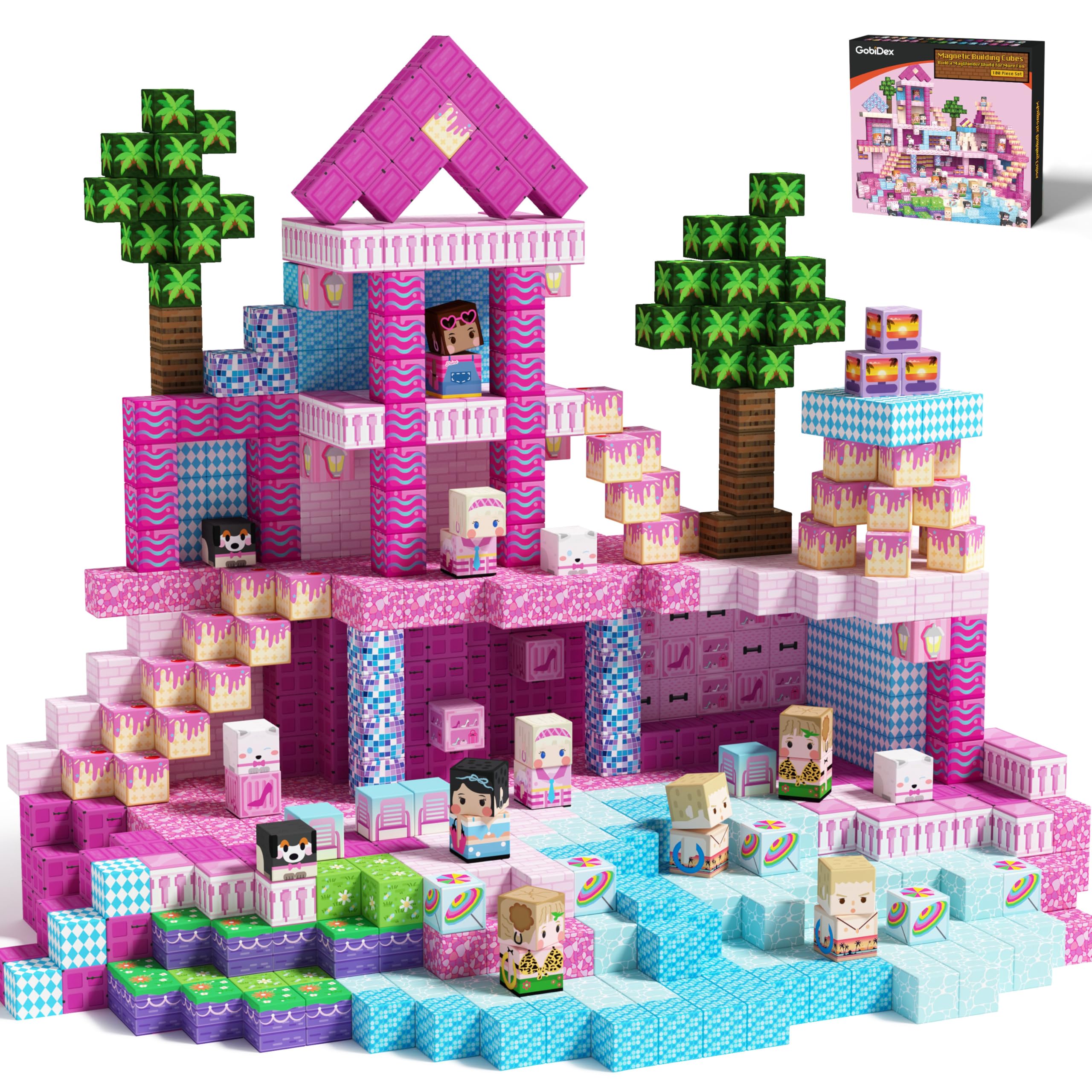 GobiDex pink castle blocks spark imaginative play and spatial thinking.