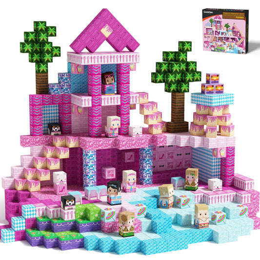 GobiDex pink castle blocks spark imaginative play and spatial thinking.