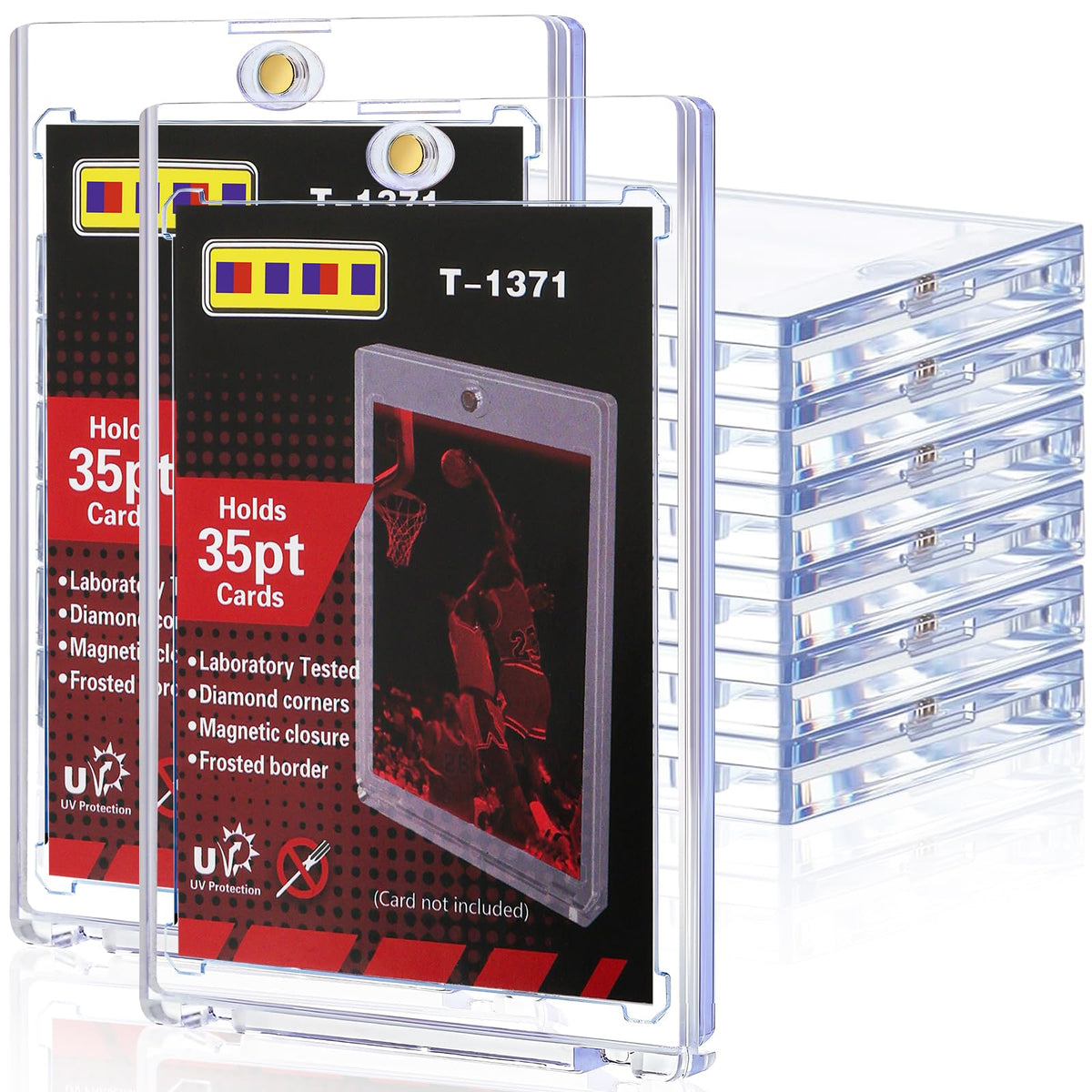 GoClimber 8ct magnetic card holders front view showing clear protection for standard cards.