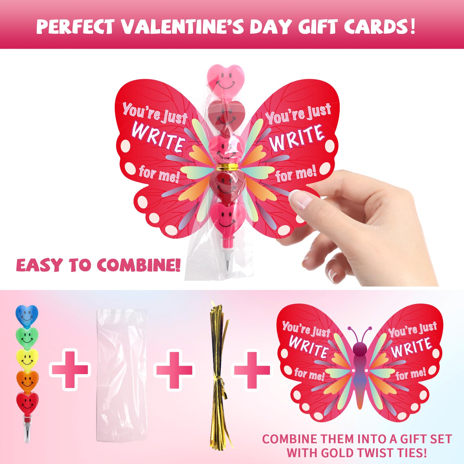 Colorful butterfly card designs add whimsy to Valentine exchanges