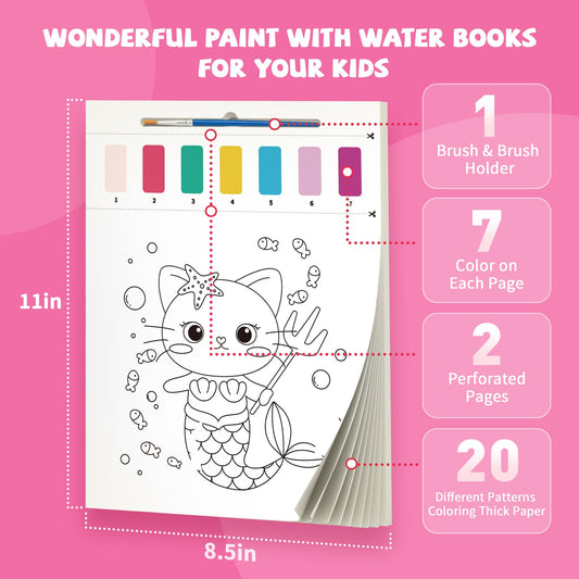Gocozer Unicorn water book pages open with bright designs