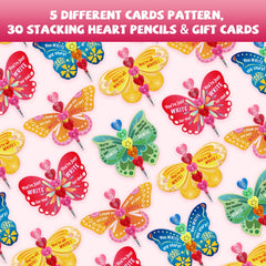 Gocozer butterfly valentines cards paired with pencils for playful student gifts