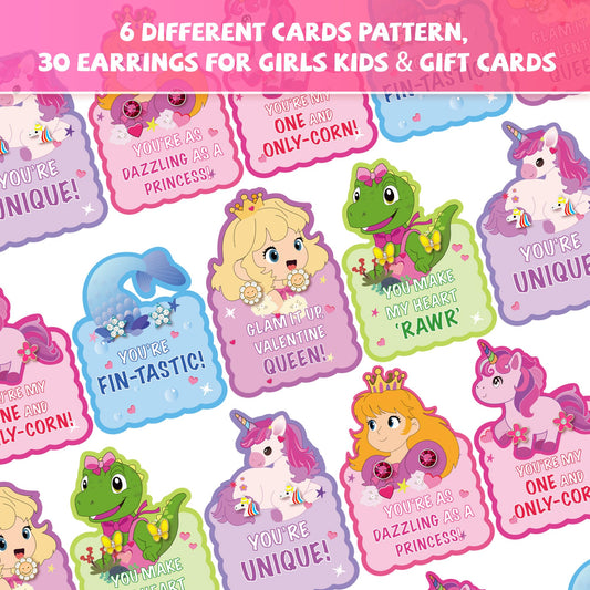 Gocozer valentines card designs with princess and unicorn motifs for girls.