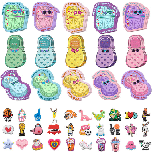 Gocozer valentines kids shoe-charms pack for easy classroom gifting and swapping