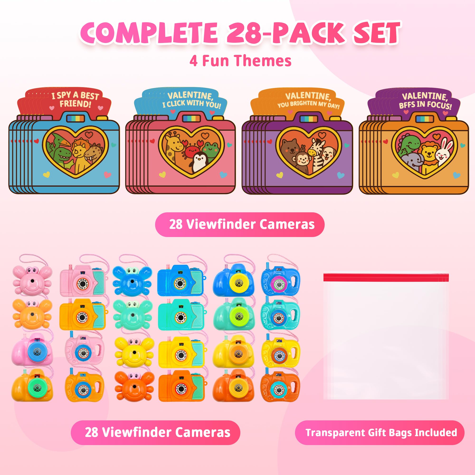 Gocozer Valentines mini viewfinder cards ideal for easy student gifting.