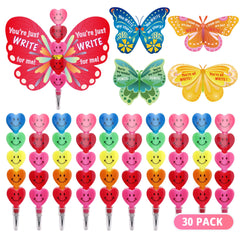 Gocozer Valentines pencils with stacked-heart design in two colors