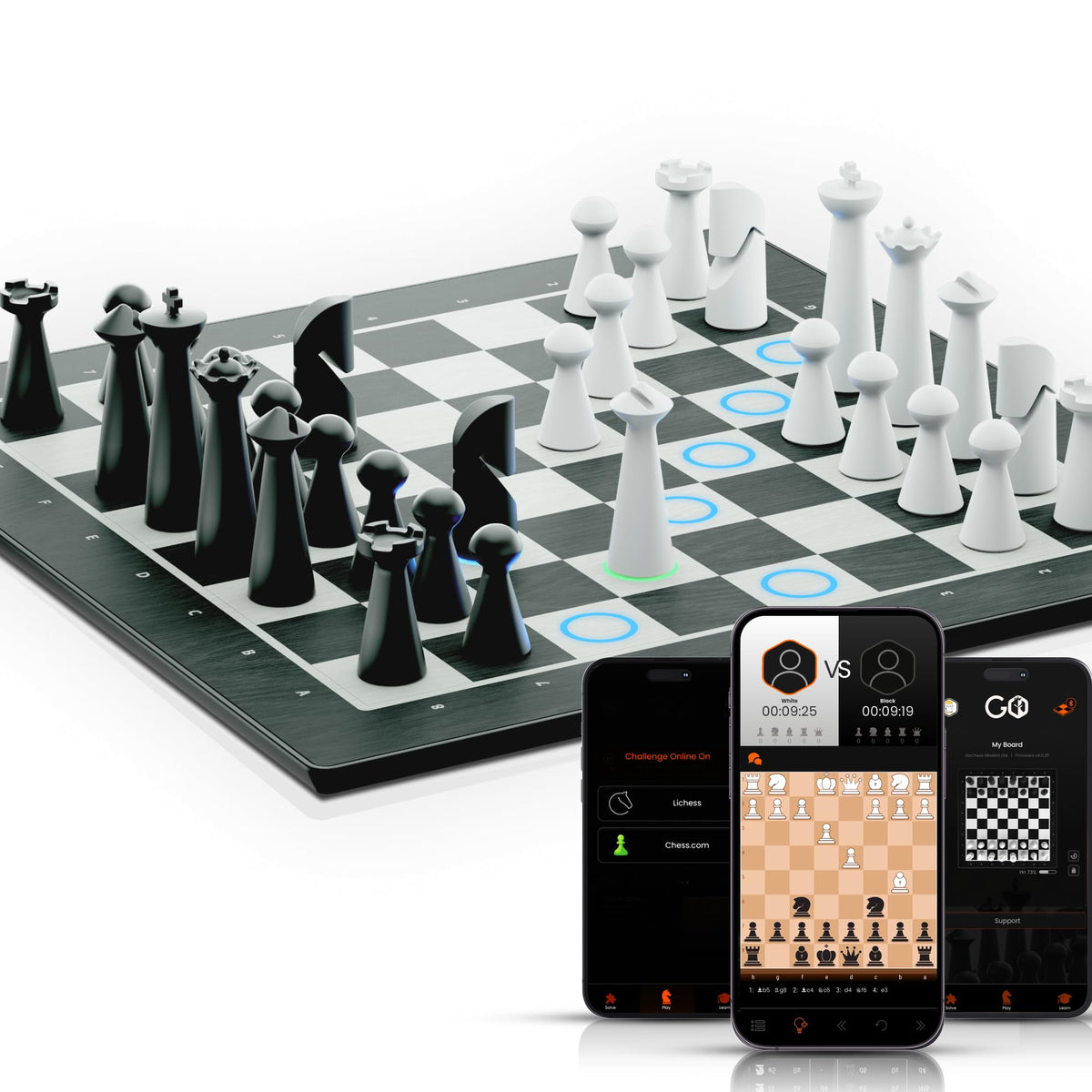 GoCube GoChess Mini board top view with glowing move indicators.