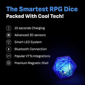 GoDice D20 LED indicator demonstrates instant roll feedback during play