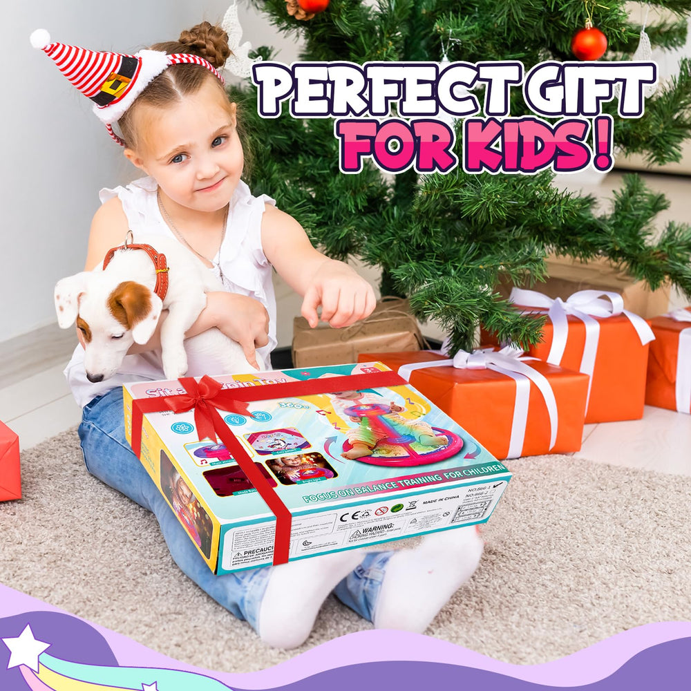 GODELAIF Unicorn Sit and Spin gift packaging makes a ready birthday gift.