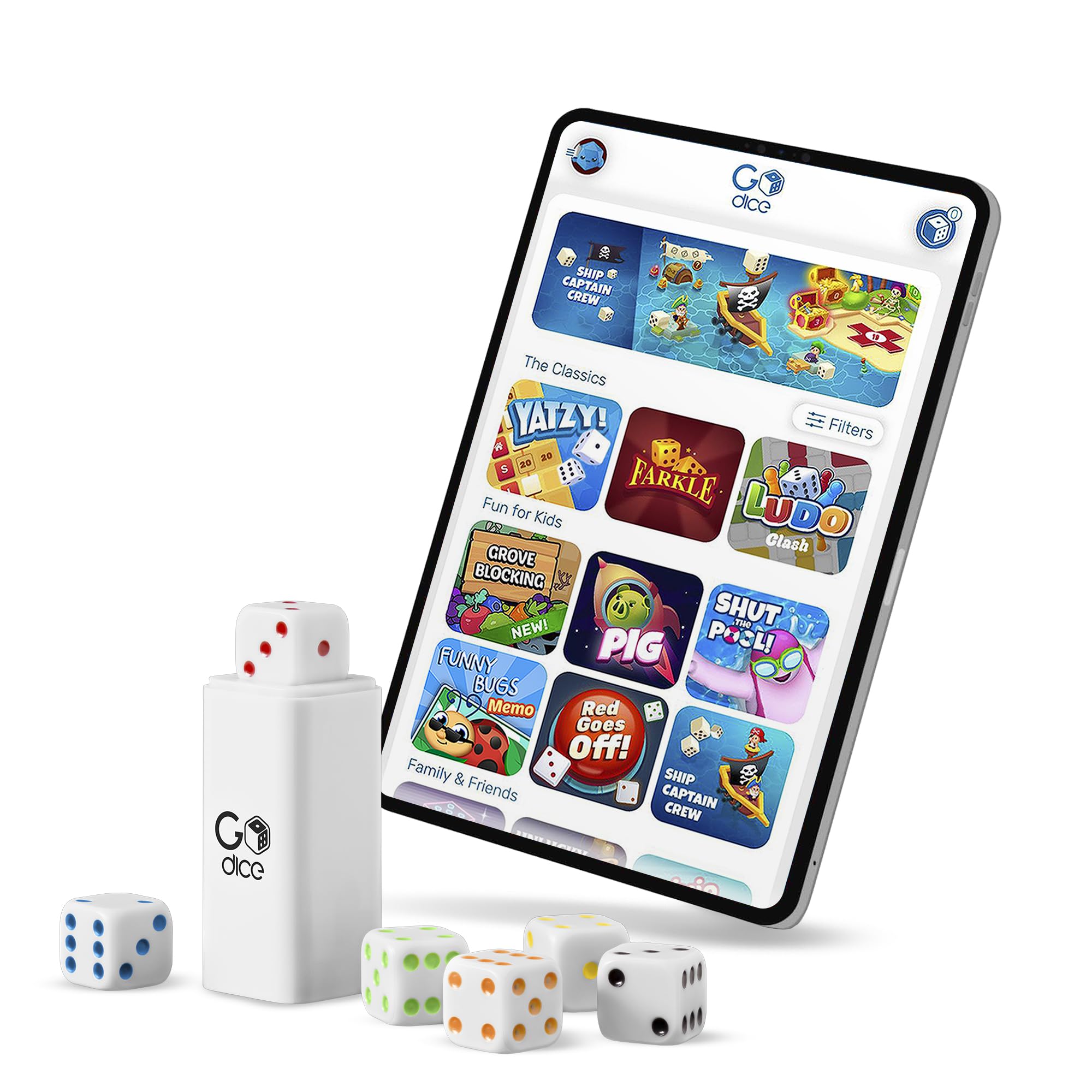 GoDice travel compact dice case supports gaming on the go.
