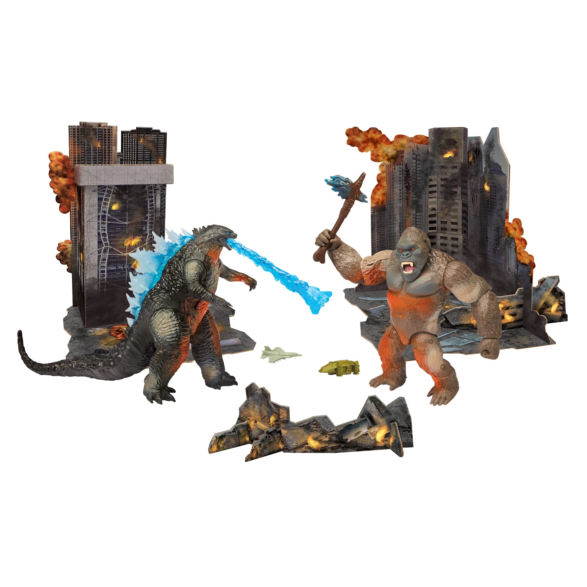 Godzilla 6-inch figure in dynamic battle pose within city diorama