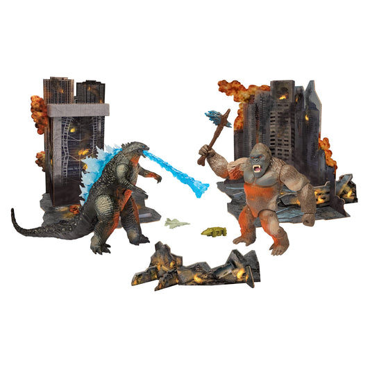Godzilla 6-inch figure in dynamic battle pose within city diorama