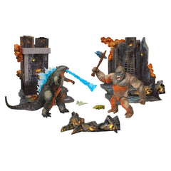 Godzilla 6-inch figure in dynamic battle pose within city diorama