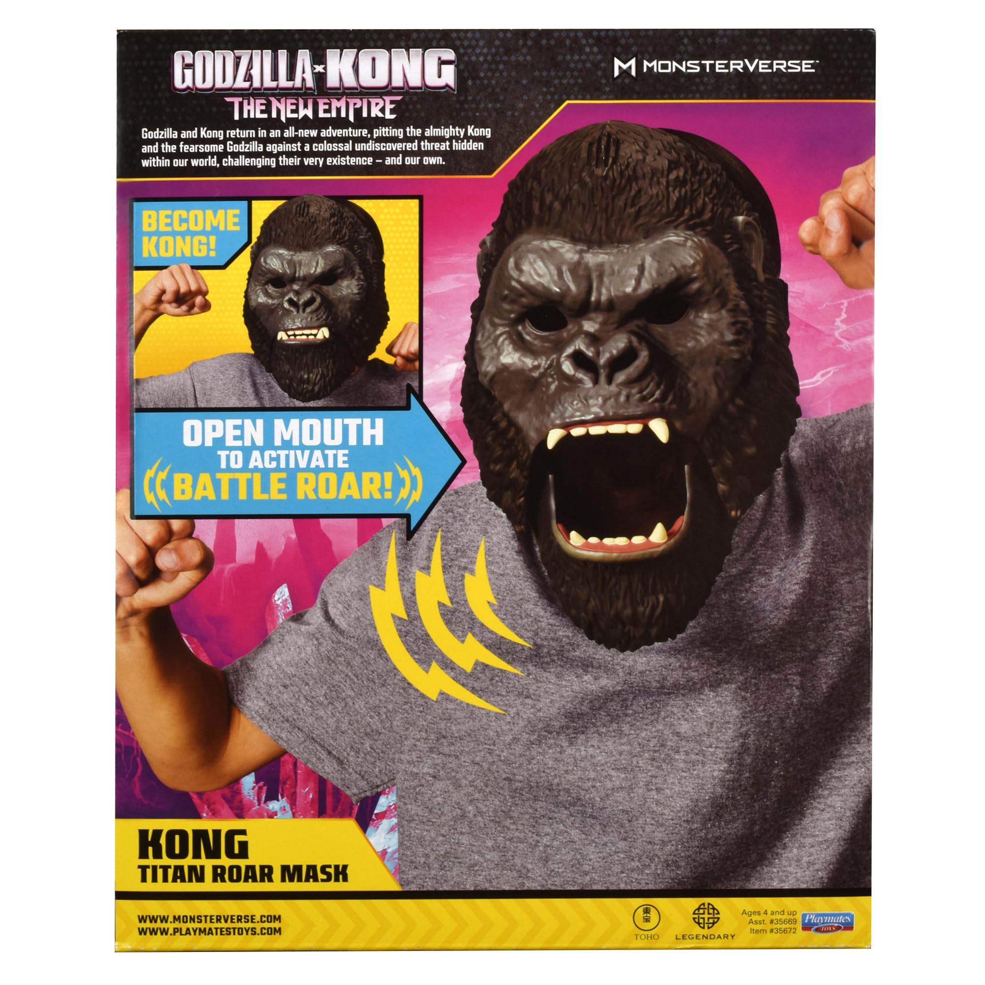 Godzilla x Kong Kong interactive mask on display with companion figures
