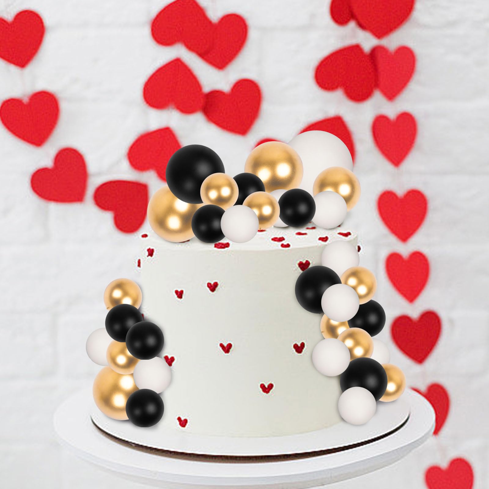 Goensjt 3cm white ball cake topper for clean, modern styling