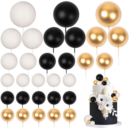 Goensjt 4cm black ball cake topper for bold cake decoration and contrast