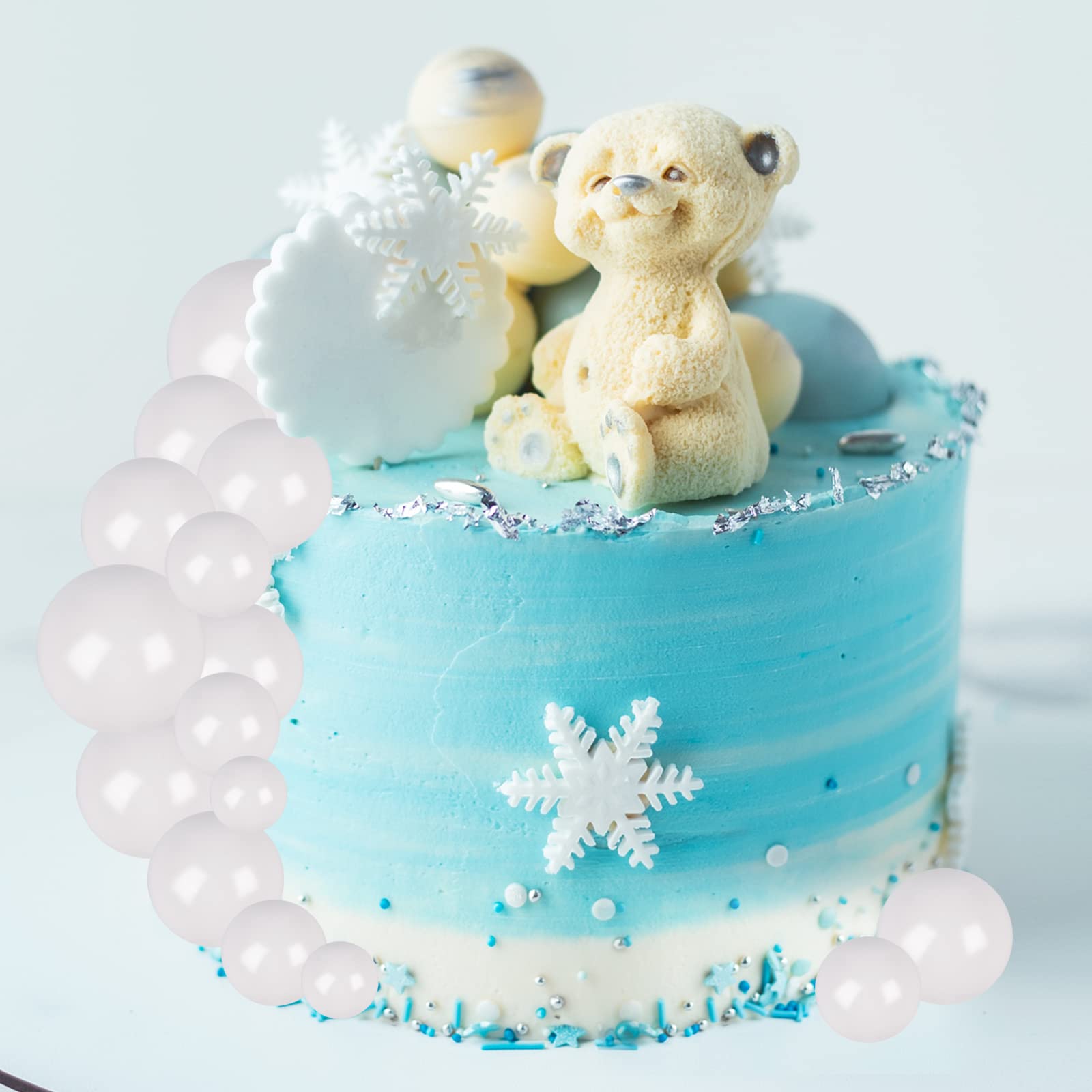 Goensjt cupcake toppers in white balls suit various desserts