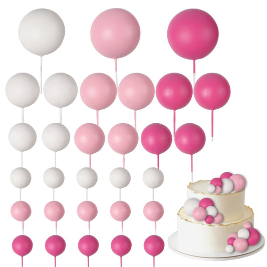 Goensjt hot pink 4cm ball topper adds vibrant color to cake
