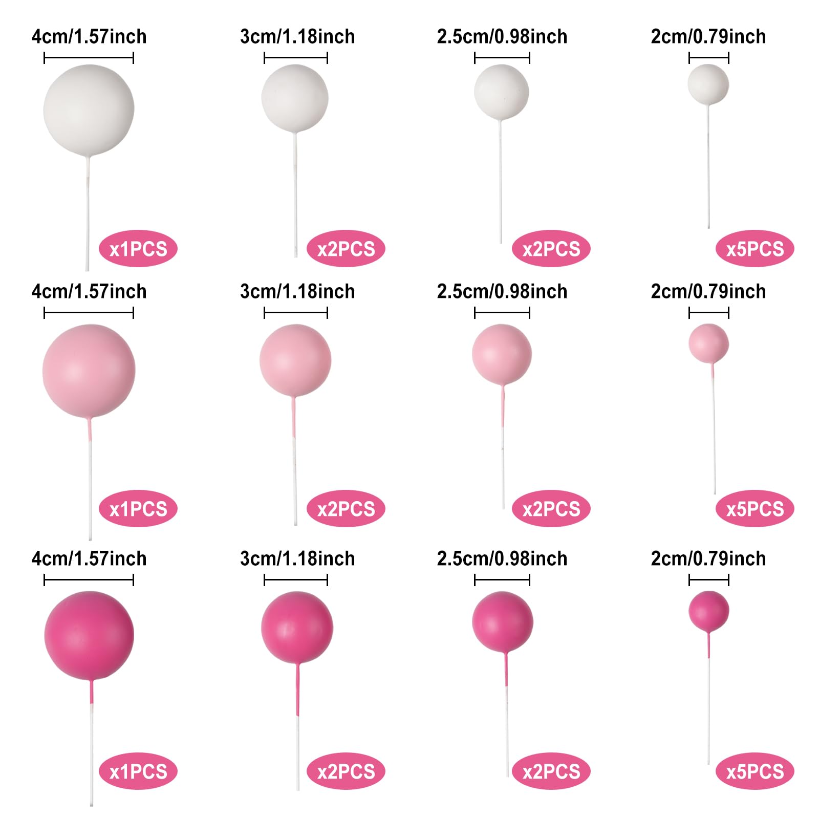 Goensjt pink 4cm ball topper for playful cupcake decor