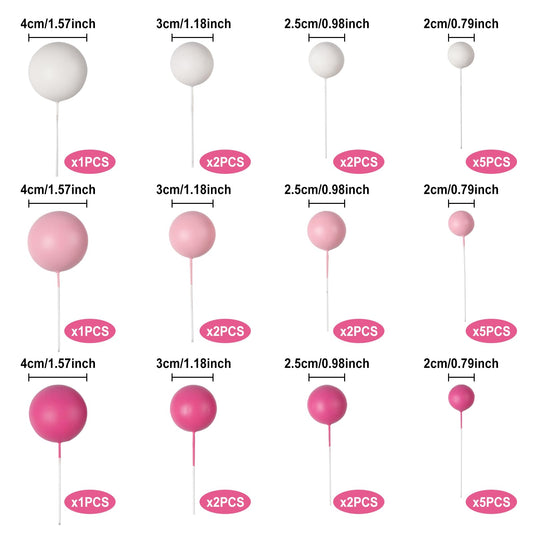 Goensjt pink 4cm ball topper for playful cupcake decor