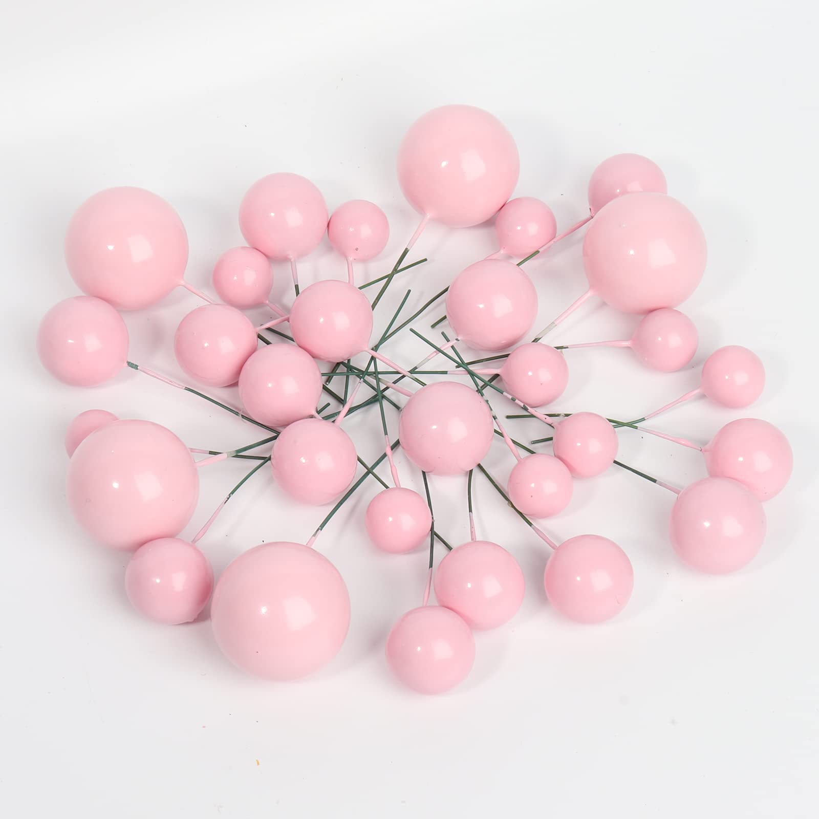 Goensjt pink ball cake topper 2cm close-up for easy placement.