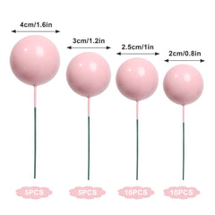 Goensjt pink ball cake topper 3cm close-up shows balanced decoration.
