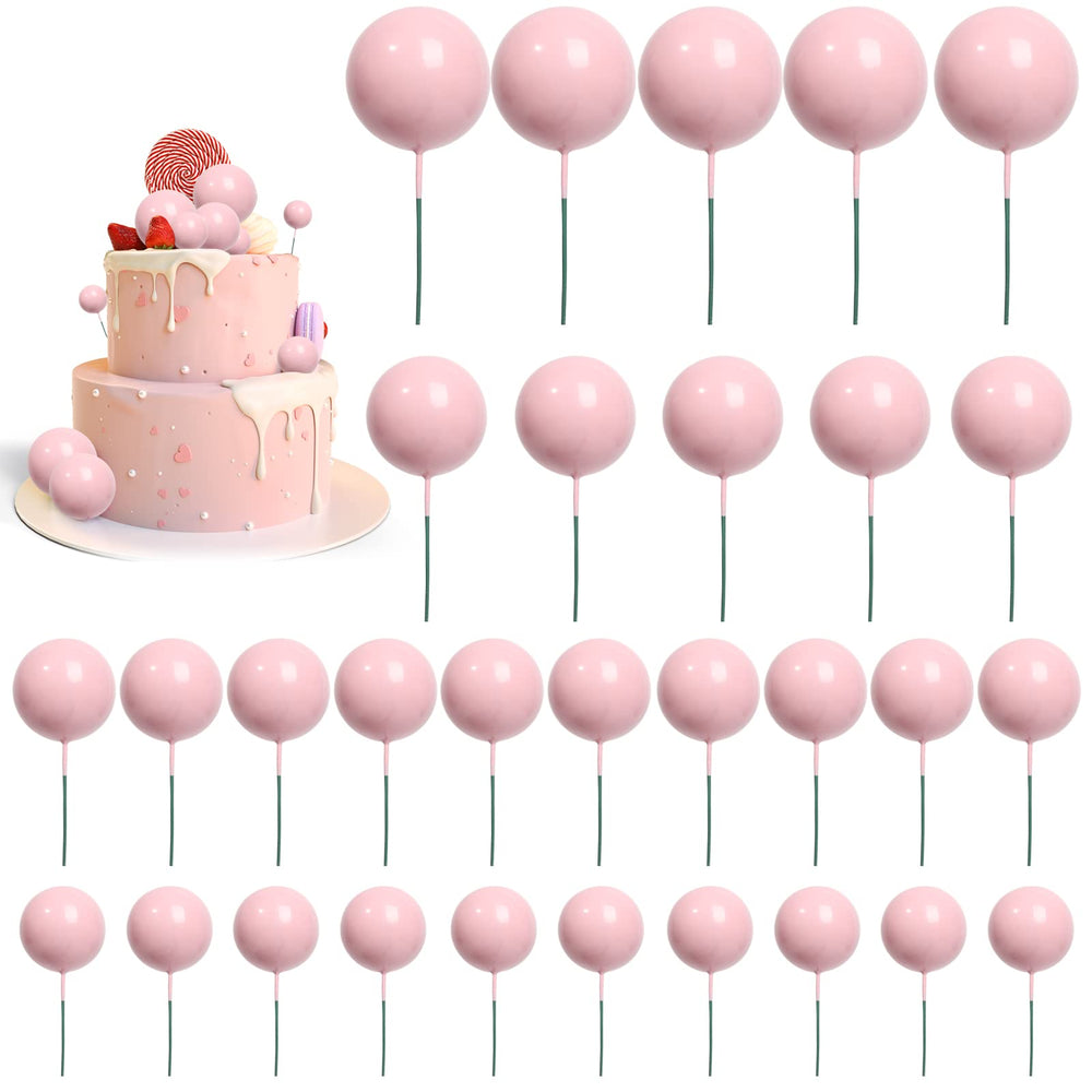 Goensjt pink ball cake topper 4cm close-up for bold dessert styling.
