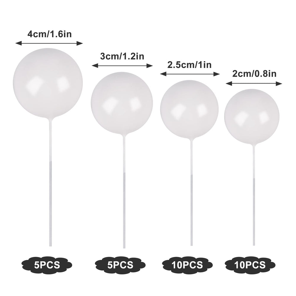 Goensjt white ball cake topper 3cm ideal for layered cakes and cupcakes
